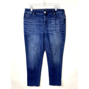 Chicos So Slimming Womens Girlfriend Jeans U.S. Large 12R Blue Denim Slim Leg